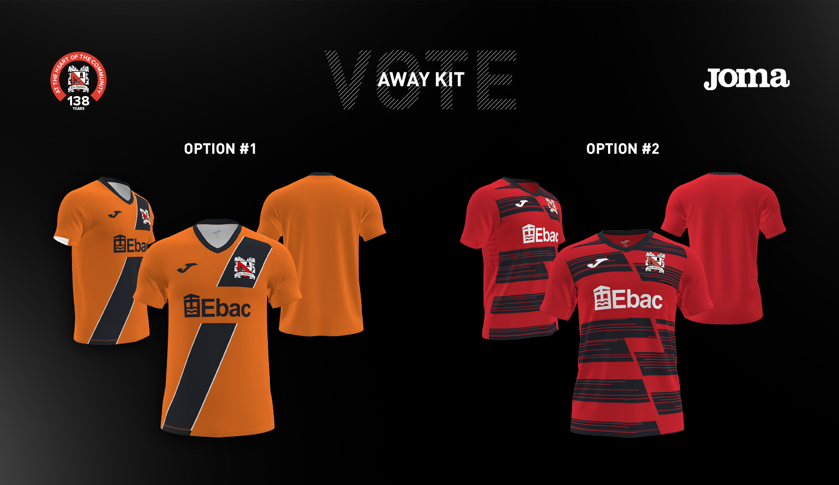 Next season's away kit vote final News Darlington Football Club
